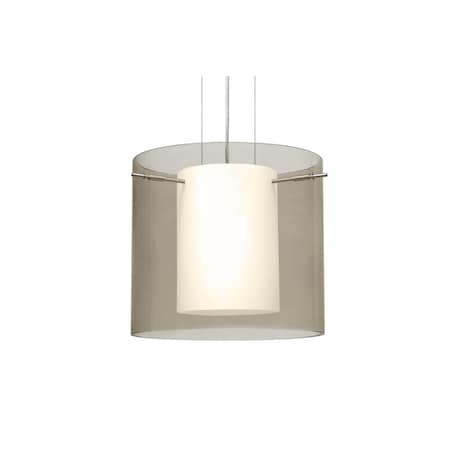 Besa Lighting Pahu 12 Cable Pendant, Trans. Smoke/Opal, Satin Nickel Finish, 1x100W Incandescent 1KG-S18407-SN